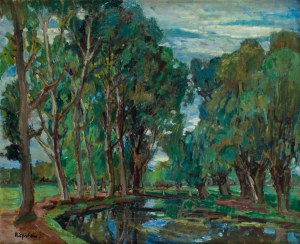 Henryk Epstein (1891 Lodz - 1944 concentration camp, probably Auschwitz), Trees by the Water, 1930s.