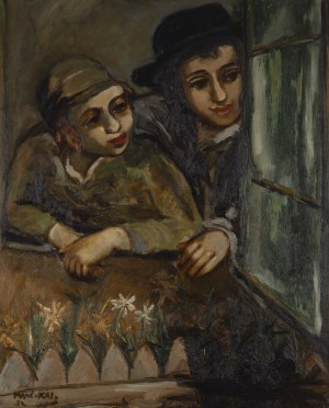 Emmanuel Katz (1894 Krzemieniec - 1962 Tel Aviv), Two students at the window, 1932