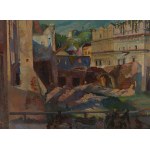 Antoni Michalak (1899 Kozłów Szlachecki - 1975 Warszawa), Widok na kamienice Przybyłów w Kazimierzu, 1945