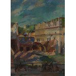 Antoni Michalak (1899 Kozłów Szlachecki - 1975 Warszawa), Widok na kamienice Przybyłów w Kazimierzu, 1945