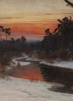 Mikhail Gorstkin Wywiórski (1861 Warsaw - 1926 Warsaw), Winter landscape with animals, after 1900