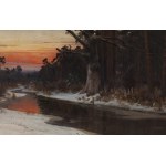 Michał Gorstkin Wywiórski (1861 Warszawa - 1926 Warszawa), Pejzaż zimowy ze zwierzyną, po 1900