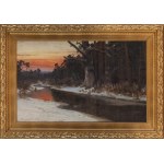 Michał Gorstkin Wywiórski (1861 Warszawa - 1926 Warszawa), Pejzaż zimowy ze zwierzyną, po 1900