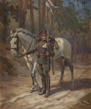 Stanislaw Bagienski (1876 Warsaw - 1948 Warsaw), Lancer with a horse, 1925