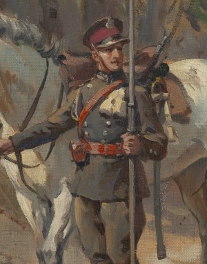 Stanislaw Bagienski (1876 Warsaw - 1948 Warsaw), Lancer with a horse, 1925