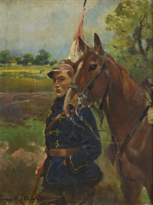 Jerzy Kossak (1886 Kraków - 1955 Kraków), Lancer with horse, 1924