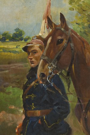 Jerzy Kossak (1886 Kraków - 1955 Kraków), Lancer with horse, 1924