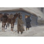 Jerzy Kossak (1886 Kraków - 1955 Kraków), Ułani przy chacie, 1933