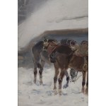 Jerzy Kossak (1886 Kraków - 1955 Kraków), Ułani przy chacie, 1933
