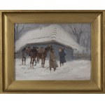 Jerzy Kossak (1886 Kraków - 1955 Kraków), Ułani przy chacie, 1933