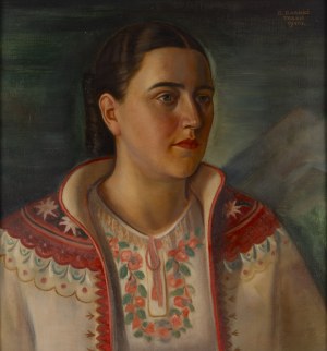 Edward Karniej (1890 - 1942 ), Portrait of Tekla Breza née Bajon in a Podhale outfit, 1940