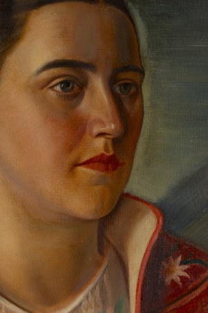 Edward Karniej (1890 - 1942 ), Portrait of Tekla Breza née Bajon in a Podhale outfit, 1940