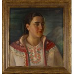 Edward Karniej (1890 - 1942 ), Portret Tekli Brezy z domu Bajon w stroju podhalańskim, 1940