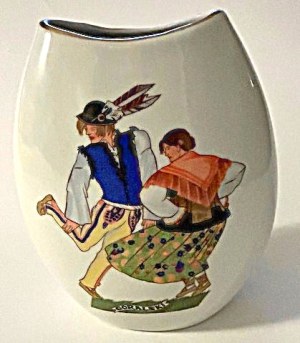 Flat decorative vase - PRL collection with Polish dance motifs