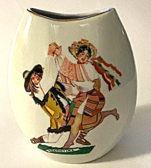 Flat decorative vase - PRL collection with Polish dance motifs