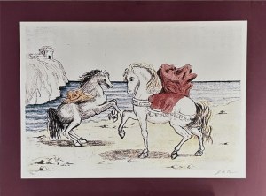 Girogio De CHIRICO (1888 - 1978) Cavalli di perseo (Horses of Perseus),1974.
