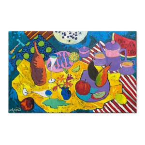David Schab (ur. 1973), Żółty obrus/ Yellow tablecloth