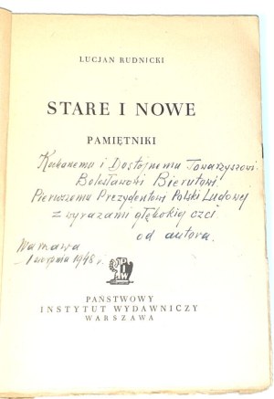 RUDNICKI- OLD AND NEW dedication of the author to Boleslaw Bierut