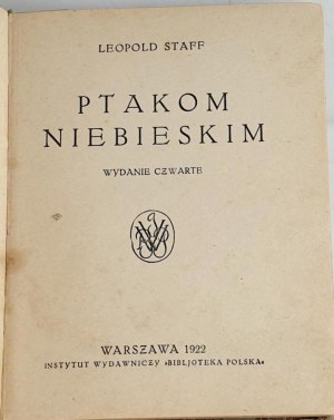 STAFF-BIRDS OF THE BLUE. Warsaw 1922