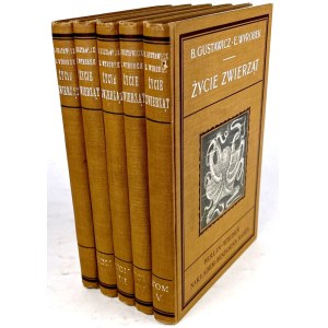 GUSTAWICZ, WYROBEK- ŻYCIE ZWIERZĄT T.1-5 [komplet w 5 wol.], ładny egzemplarz