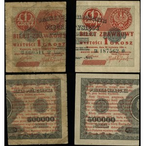 Polska, zestaw: 2 x bilet zdawkowy - 1 grosz, 28.04.1924