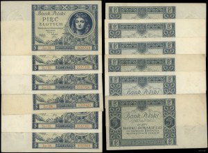 Poland, set: 6 x 5 gold, 2.01.1930