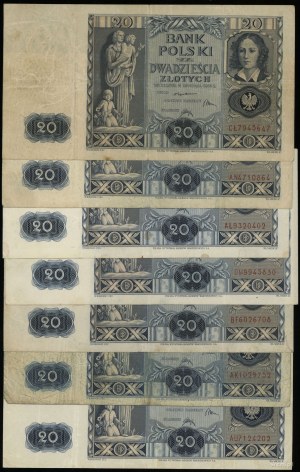 Poland, set: 7 x 20 gold, 11.11.1936