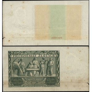 Polska, fragment arkusza z niedokończonym drukiem banknotu 50 złotych, 11.11.1936