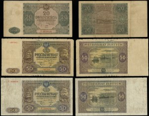 Poland, set: 1 x 20 zloty and 2 x 50 zloty, 15.05.1946