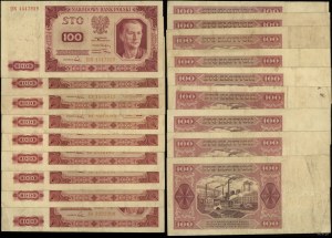 Poland, set: 9 x 100 zloty, 1.07.1948