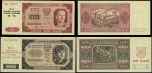 Poland, set: 100 and 500 zloty with commemorative PTN imprint.