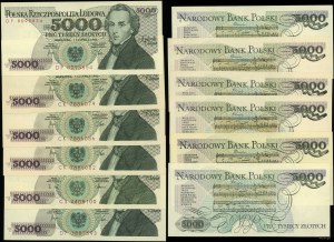 Poland, set: 6 x 5,000 zloty, 1982-1988