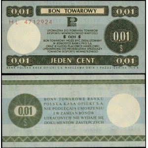 Polska, bon na 1 cent (0.01 dolara), 1.10.1979