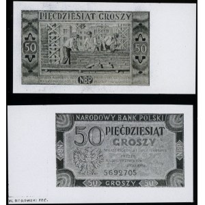 Polska, zestaw: 2 x kopia projektu banknotu 50 groszy, 1.07.1948