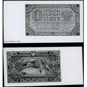 Polska, zestaw: 2 x kopia projektu banknotu 1 złoty, 1.07.1948