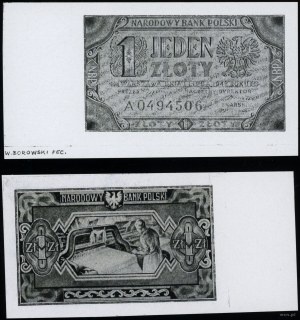 Poland, set: 2 x copy of 1 zloty banknote design, 1.07.1948