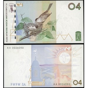 Polska, banknot testowy PWPW - 04 Pokrzewka czarnołbista, (2004)
