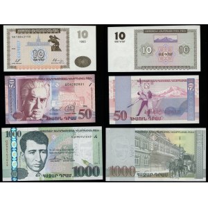 Armenia, zestaw 8 banknotów armeńskich, 1993-2018