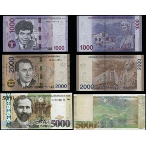 Armenia, zestaw 8 banknotów armeńskich, 1993-2018