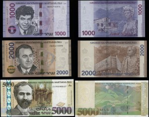Armenia, set of 8 Armenian banknotes, 1993-2018