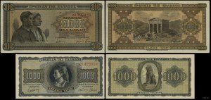 Greece, set: 1,000 drachmas and 10,000 drachmas, 21.08.1942 and 29.12.1942