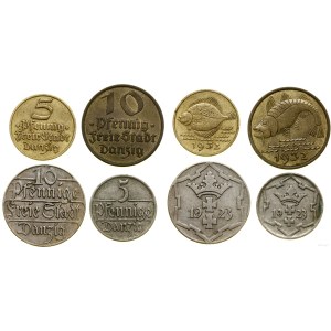 Polska, zestaw: 2 x 5 fenigów (1923 i 1932) i 2 x 10 fenigów (1923 i 1932), Berlin