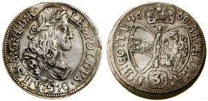 Austria, 3 krajcars, 1668, Hall