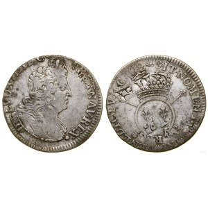 Francja, 1/4 écu aux insignes, 1702
