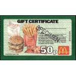 Ireland. McDonalds Gift Certificate 50 Pence 1992 Specimen