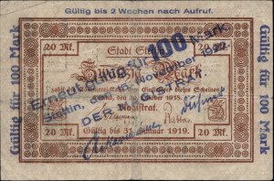 Poland. Szczecin 100 Marek 1922 Overprint 20 Marek 1918