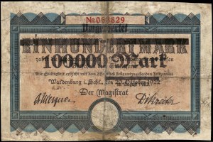 Poland. Wałbrzych 100000 Marek 1923 Overprint 100 Mark 1922