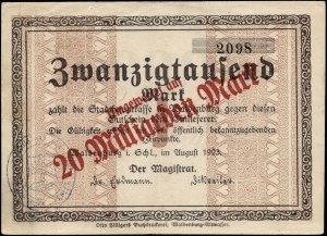 Poland. Wałbrzych 20 Miliard Marek Overprint 20000 Marek 1923