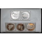 Medals. Set of 5 Silver Medals - 47,25 Grams Pure Silver Total With Regina Poloniae