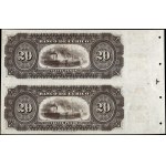 Chile. 1882 Banco de Curico 20 Pesos Uncut Pair